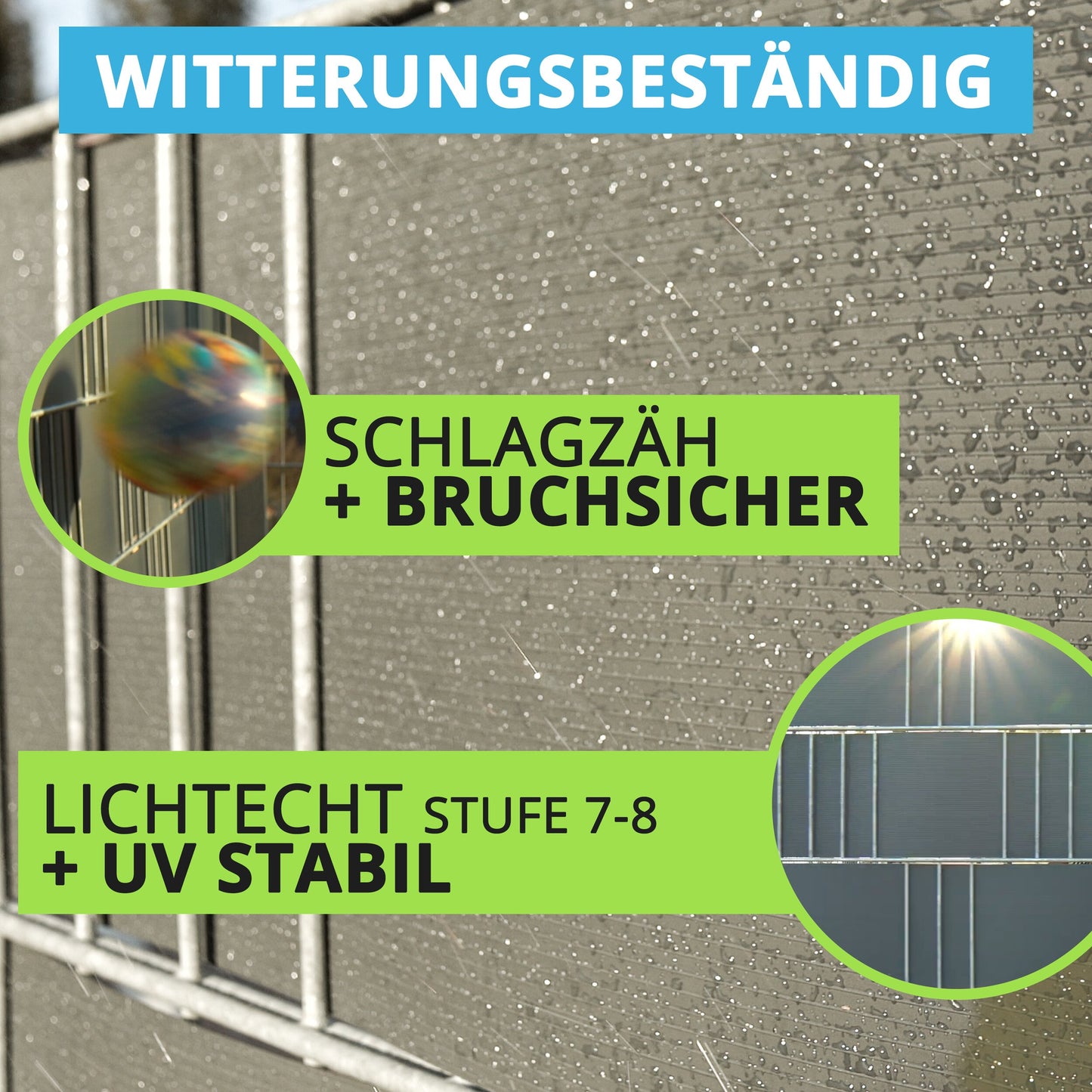 Sichtschutzstreifen Hart-PVC Doppelstabmatte 2525 × 190 mm