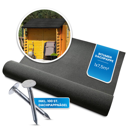 Bitumen-Dachpappe R333 mit Nägeln 3,3–10 m²