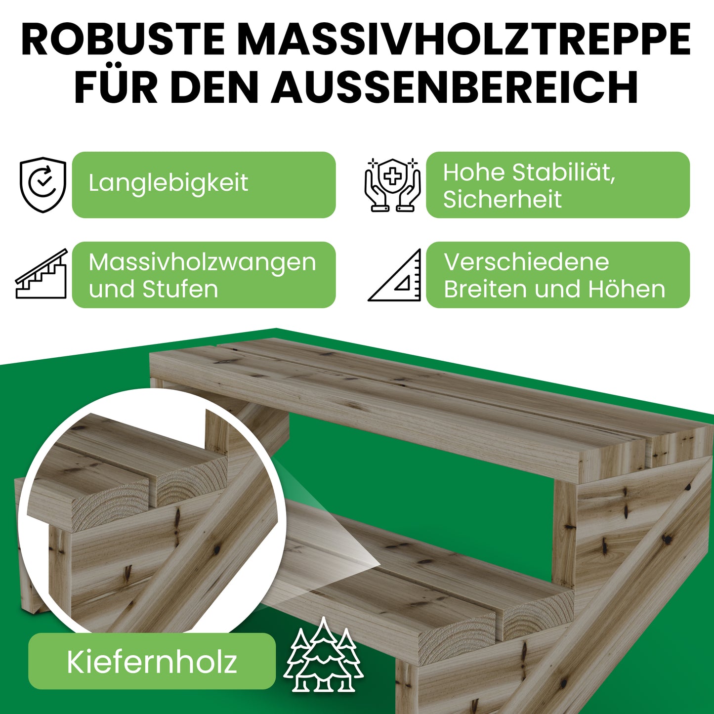 Terrassentreppe Kiefer KDI Komplettset