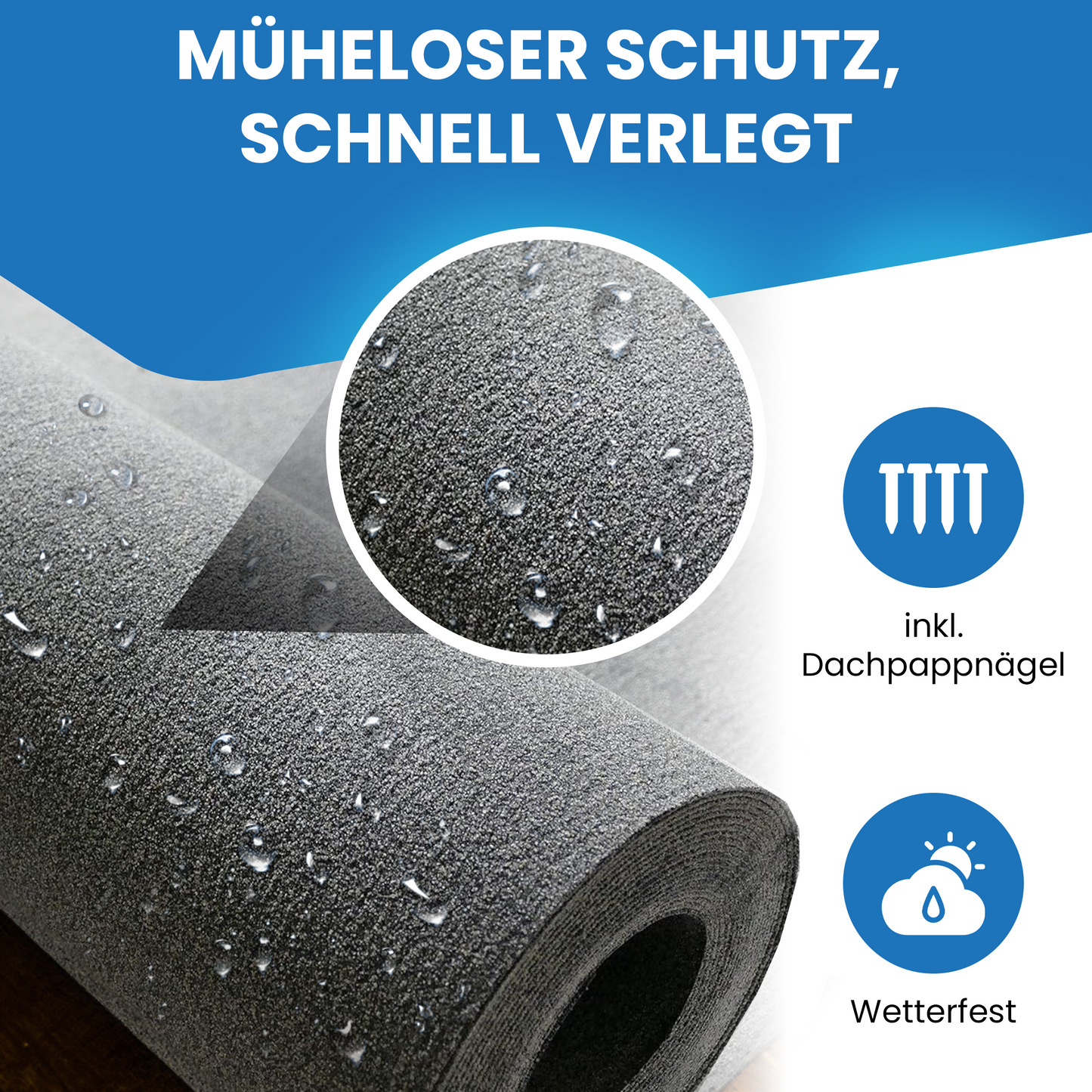 Bitumen-Dachpappe R333 mit Nägeln 3,3–10 m²