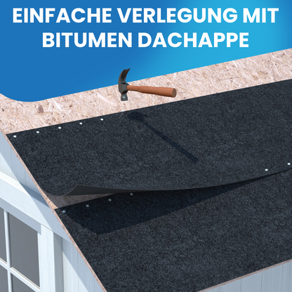Bitumen-Dachpappe V13 schwarz 10 m² mit Nägeln