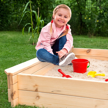 Sandkasten Nicki Kiefer natur 147 × 147 cm mit Sitzbrettern