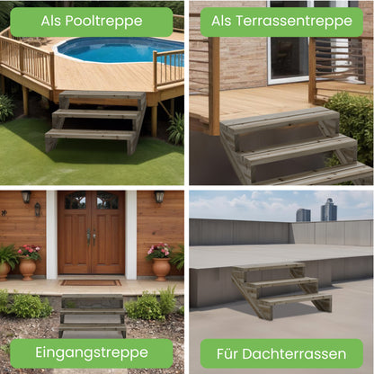 Terrassentreppe Kiefer KDI Komplettset