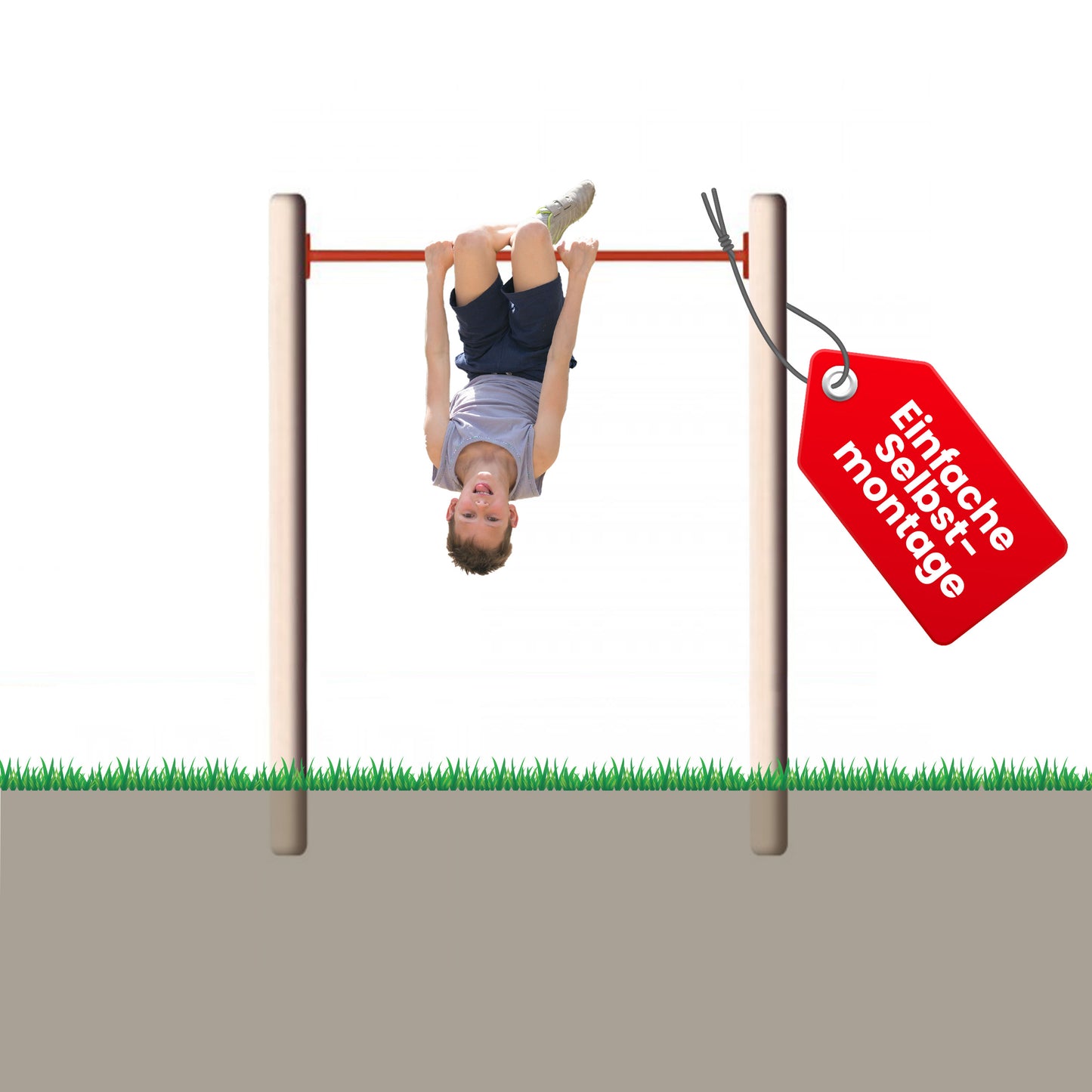 Turnreck Einzel Kiefer Rundholz mit roter Stange
