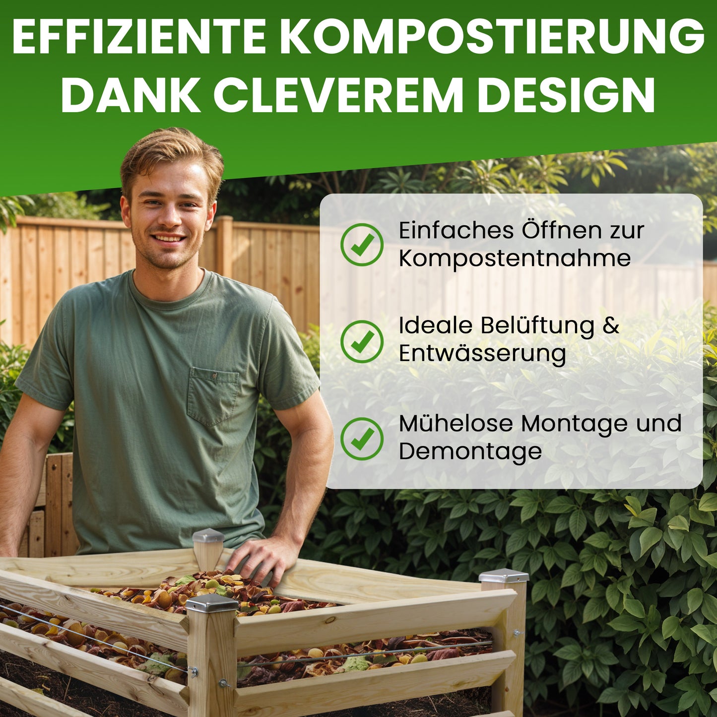 Komposter Single Lärche Stecksystem 80 oder 100 cm Höhe