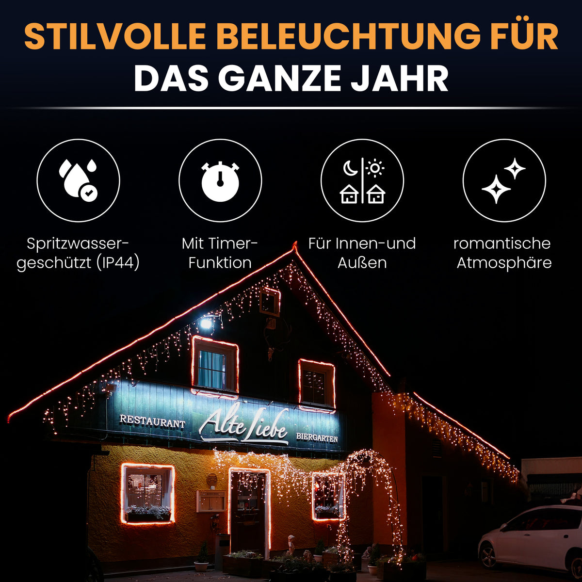 Gartenpirat LED-Eisregen-Lichterkette LED Weihnachtsbeleuchtung IP44