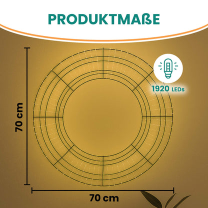 Lichterkranz Ø 70 cm mit 1920 LED warmweiß Timer-Funktion IP44