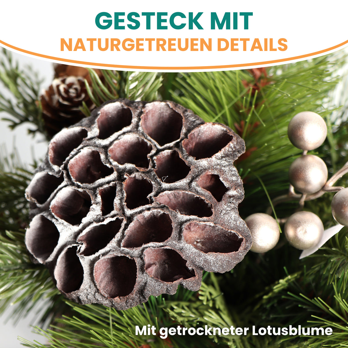 Adventsgesteck im Glas Ø 24 cm – fertig dekoriert