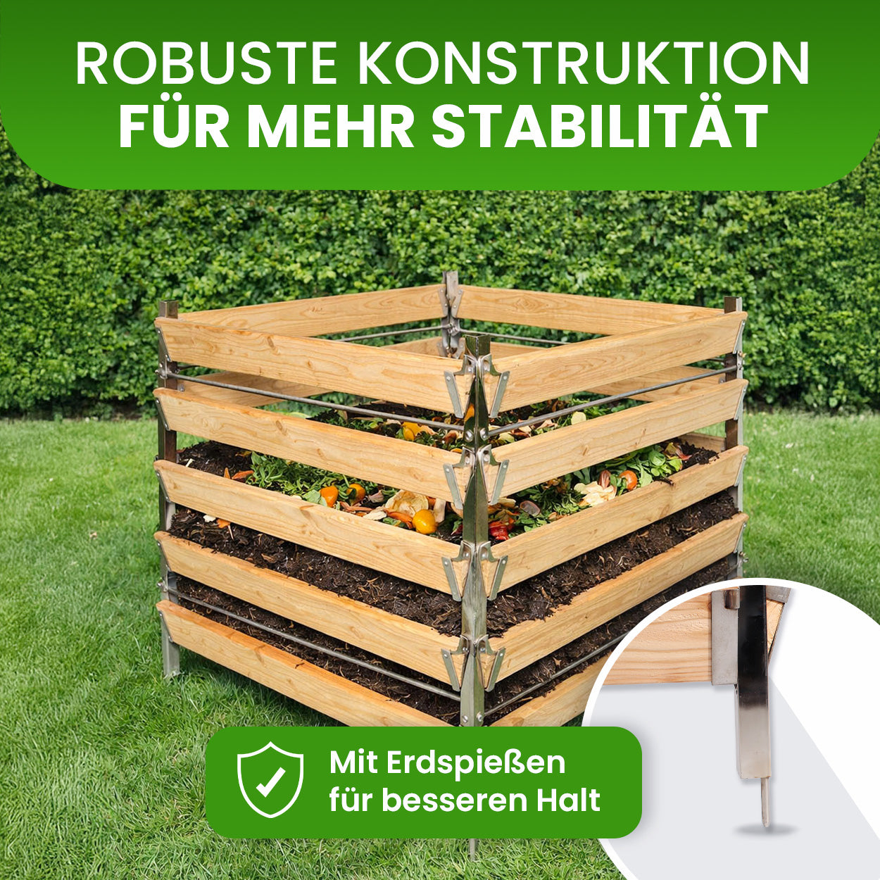 Komposter Lärche mit Edelstahlpfosten Single