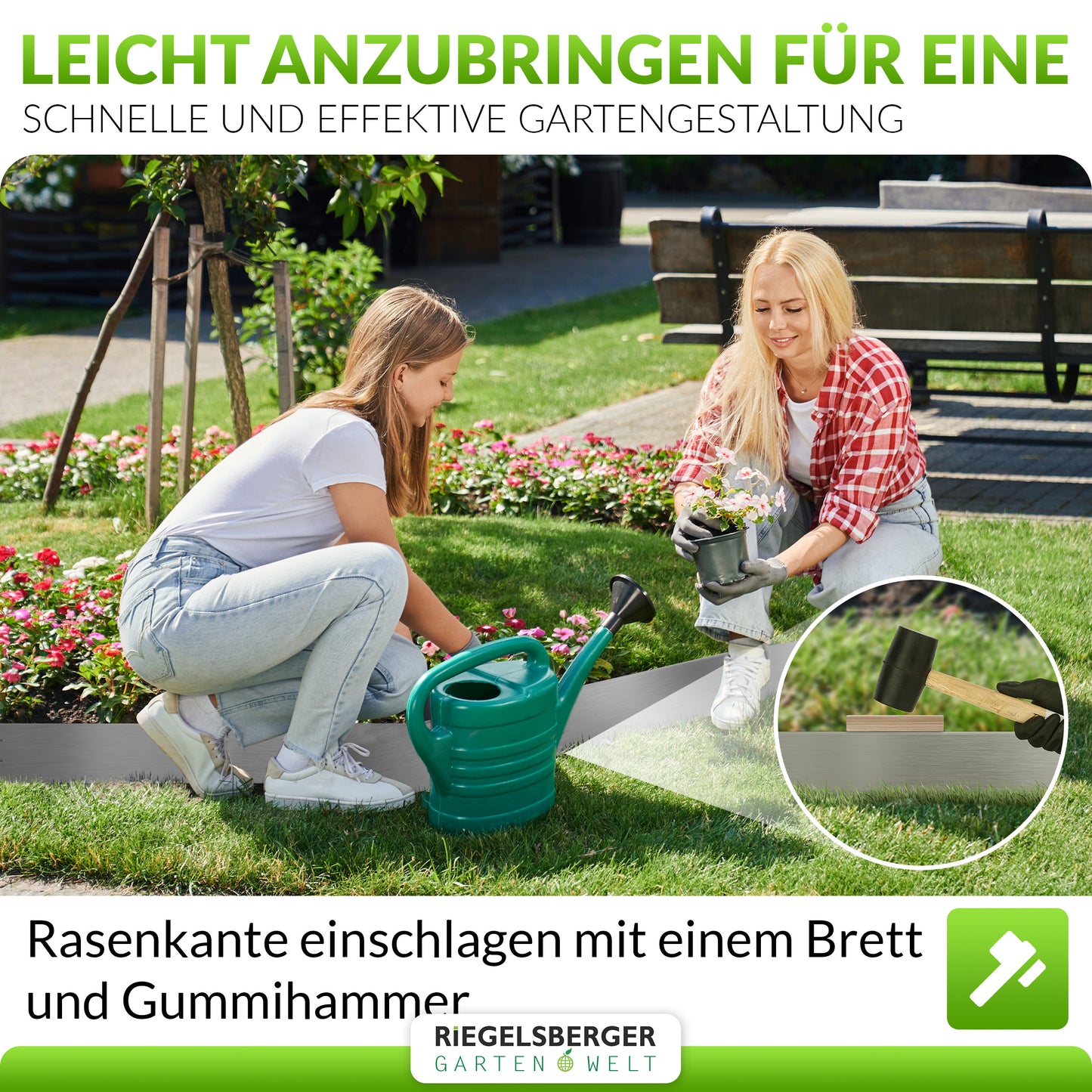 Rasenkante Metall verzinkt 500 × 18 cm (5er Set)