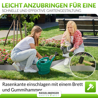 Rasenkante Metall verzinkt 500 × 18 cm (5er Set)