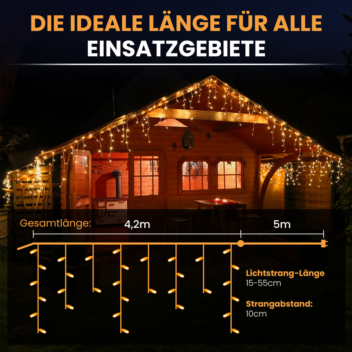 Gartenpirat LED-Eisregen-Lichterkette LED Weihnachtsbeleuchtung IP44