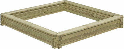 Sandkasten 180 x 180 cm aus Kiefer KDI – Massiver Holzsandkasten aus 7 x 7 cm Kantholz