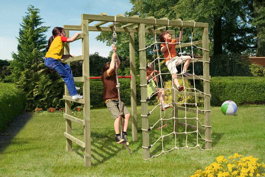 Klettergerüst Sabine 240 × 120 × 219 cm mit Netz und Reck