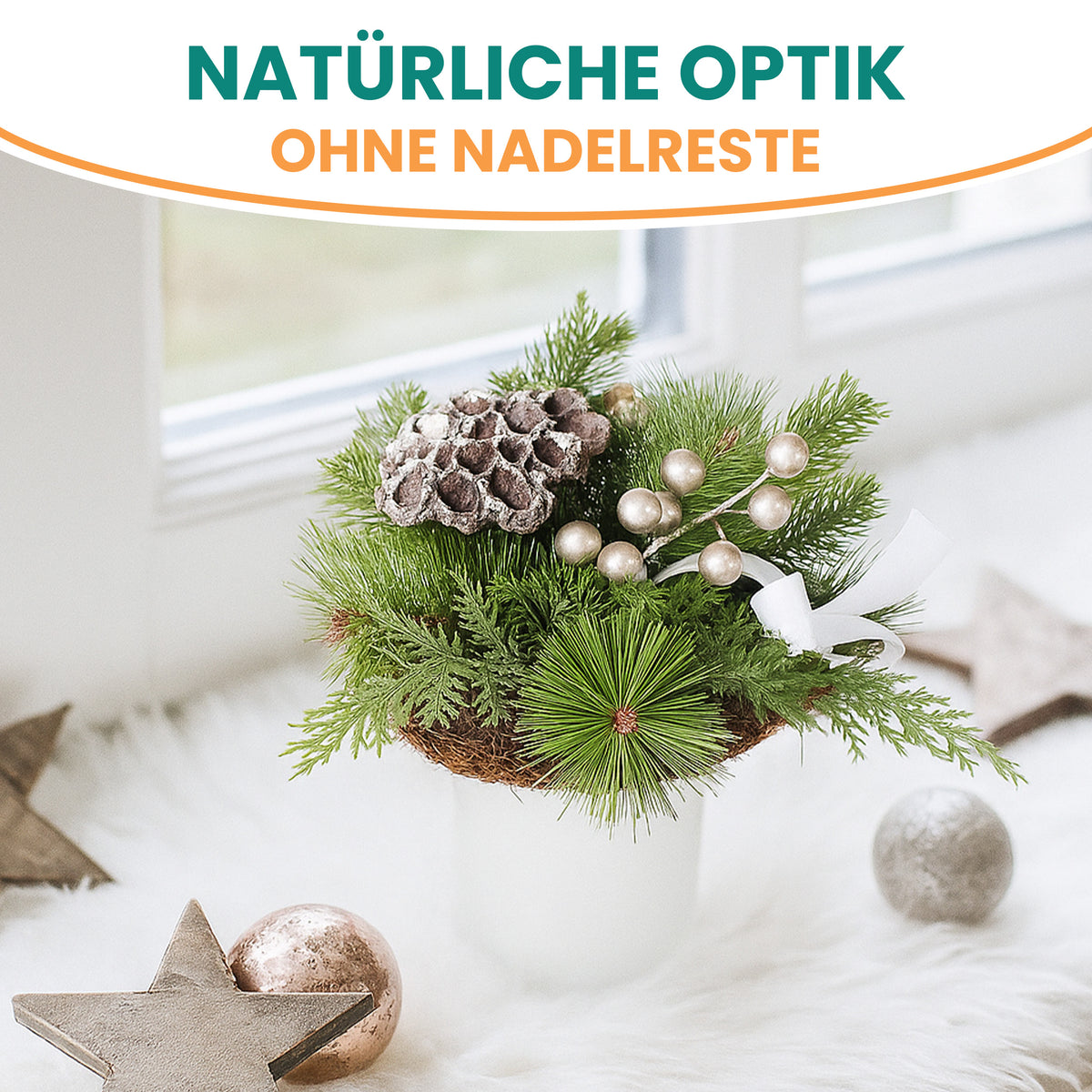 Adventsgesteck im Glas Ø 24 cm – fertig dekoriert