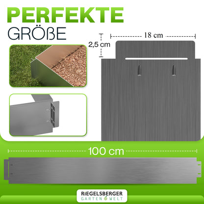 Rasenkante Metall verzinkt 500 × 18 cm (5er Set)