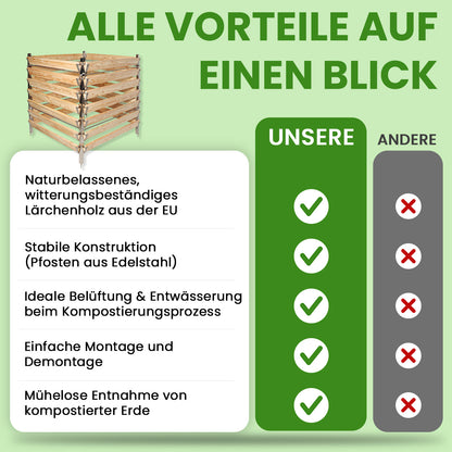 Komposter Lärche mit Edelstahlpfosten Single