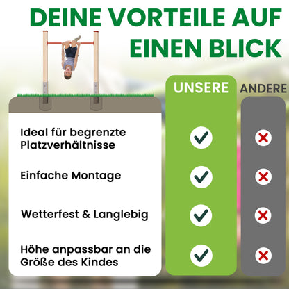 Turnreck Einzel Kiefer mit H-Anker und roter Stange