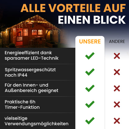 Gartenpirat LED-Eisregen-Lichterkette LED Weihnachtsbeleuchtung IP44