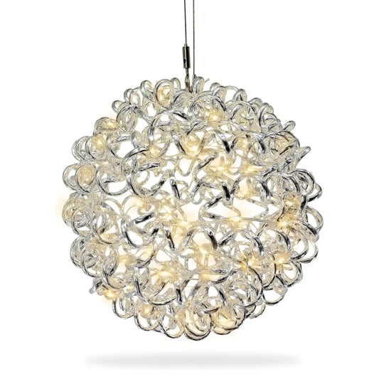3D Drahtkugel Aluminium Ø 30 cm mit 80 LED warmweiß