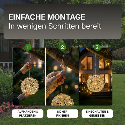 3D Drahtkugel Aluminium Ø 40 cm mit 200 LED warmweiß