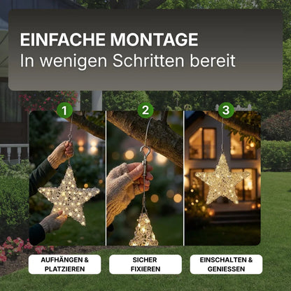 Stern 60 cm aus Aluminium – mit 300 warmweißen LEDs & Timer-Funktion