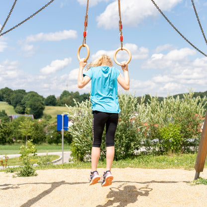Turnringe Holz mit Seil für Schaukel und Spielturm