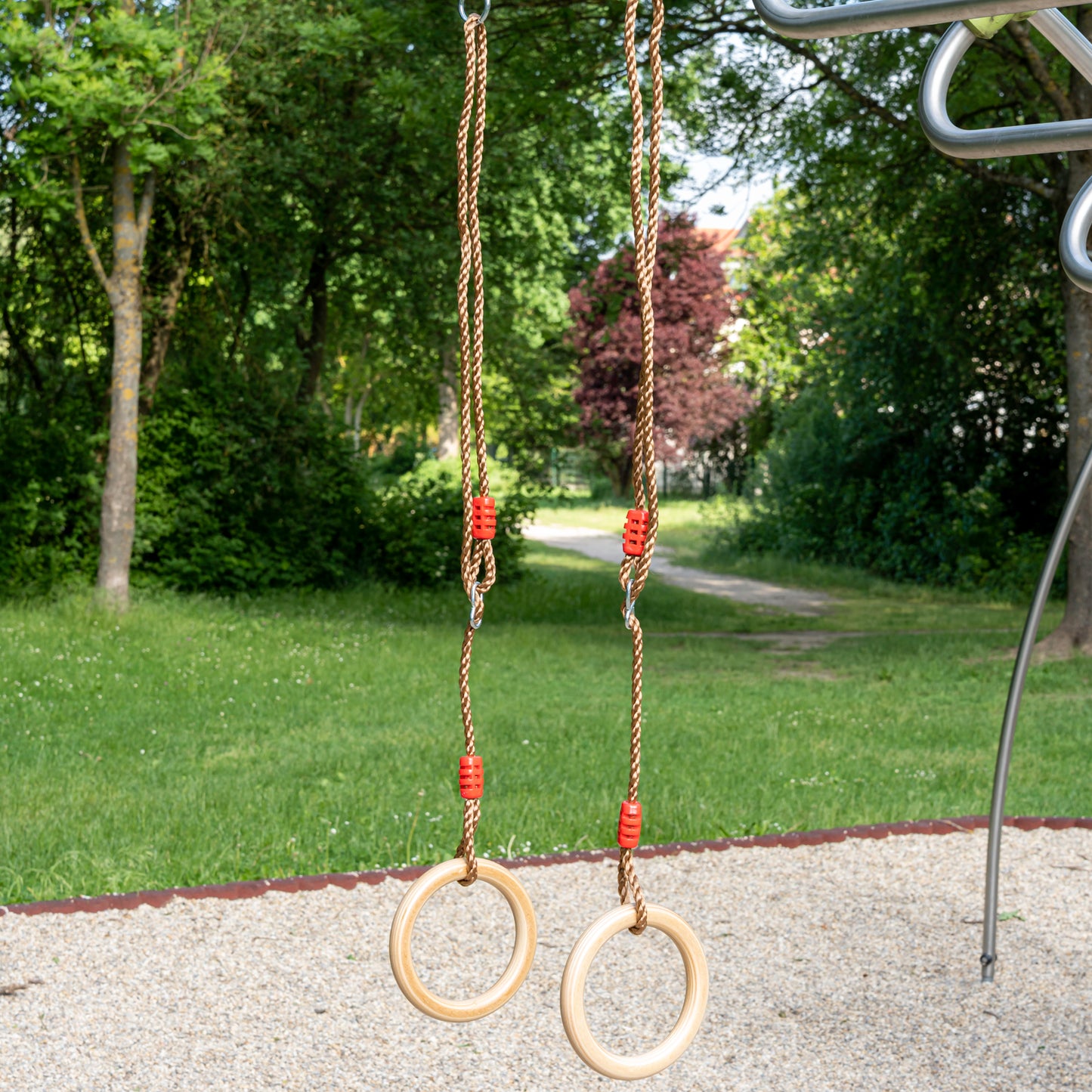 Turnringe Holz mit Seil für Schaukel und Spielturm