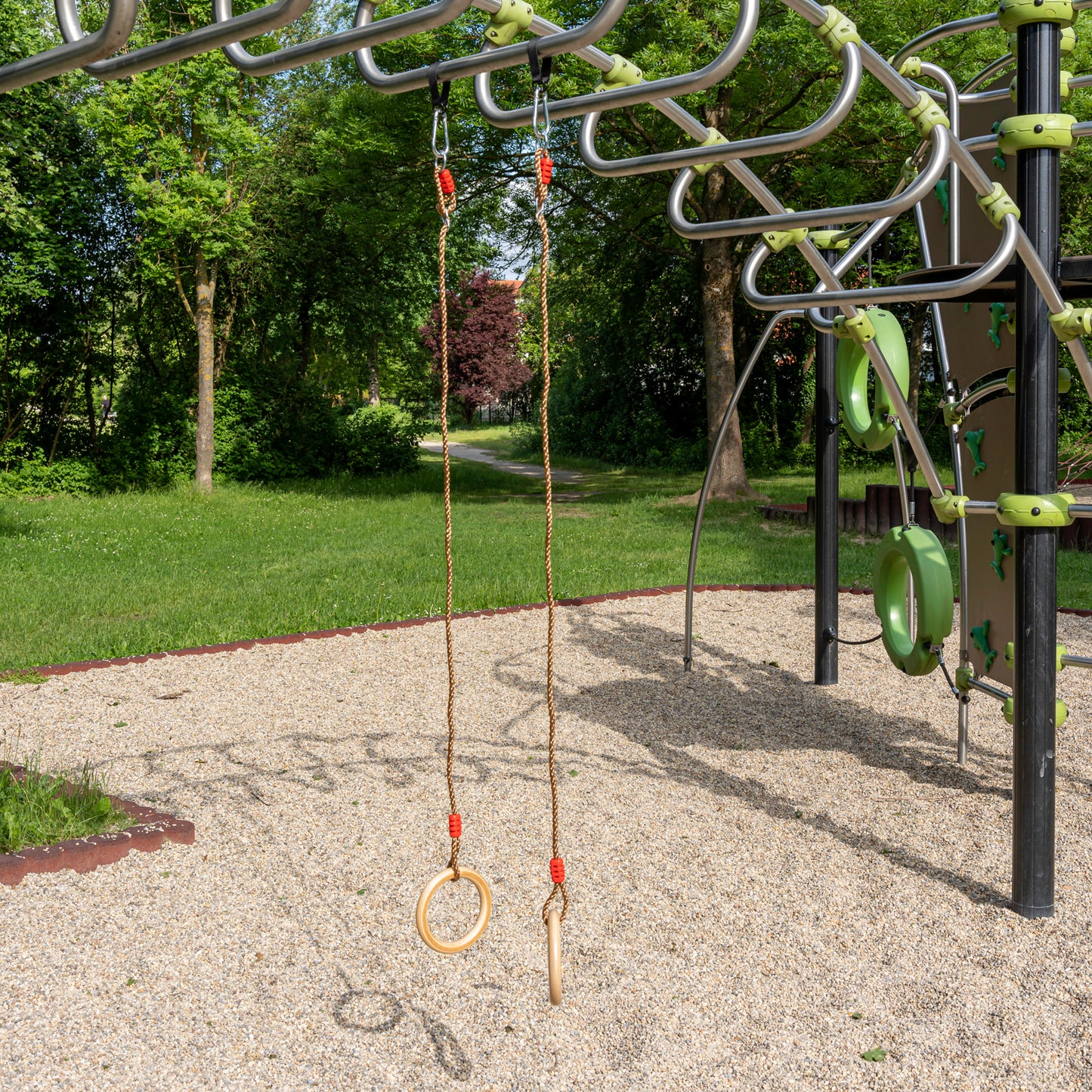 Turnringe Holz mit Seil für Schaukel und Spielturm