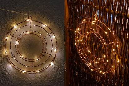 Kranz Ø 30 cm Adventskranz Kupferdraht mit 35 LED warmweiß beleuchtet