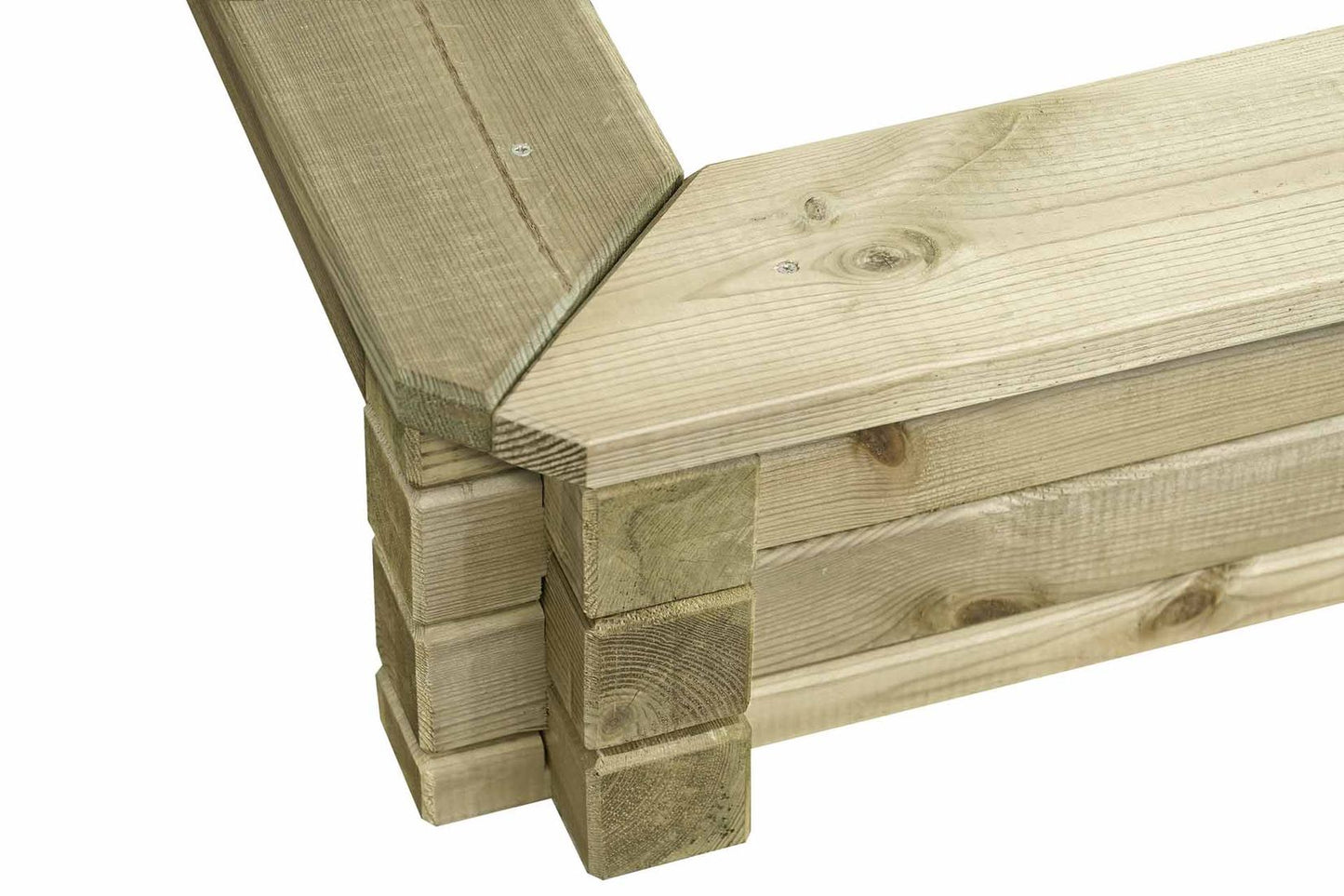 Sandkasten 180 x 180 cm aus Kiefer KDI – Massiver Holzsandkasten aus 7 x 7 cm Kantholz