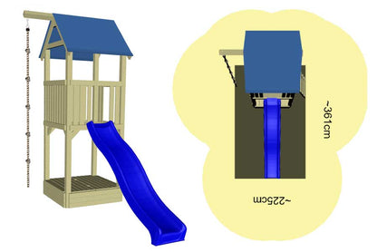 Spielturm Steuermann mit Balkon und Wellenrutsche